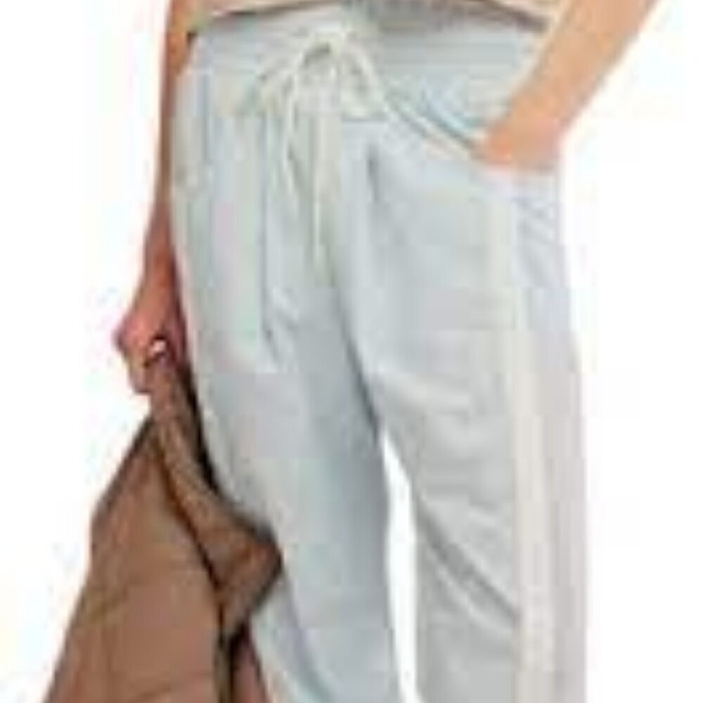 Free People Pale Gray Drawstring Track Pants